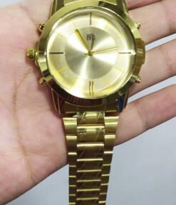 Golden Color Men's Watch With Stainless Steel Strap