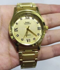 Golden Color Watch With Stainless Steel Strap For Men