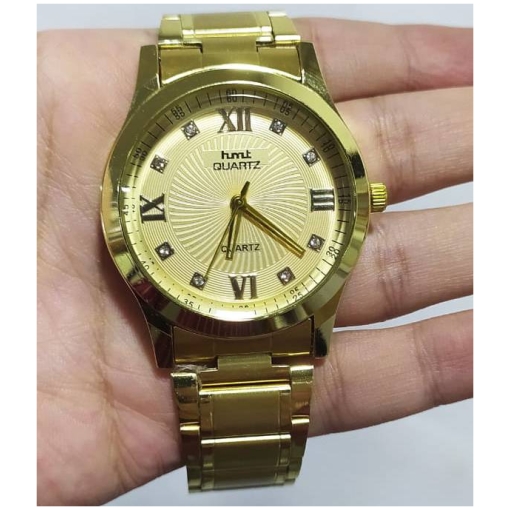 Golden Color Watch With Stainless Steel Strap For Men