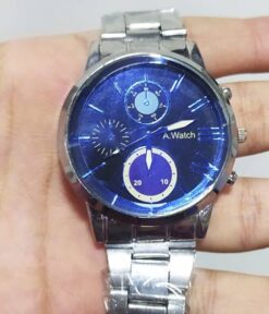 Men’s Watch With Blue Dial And Silver Strap